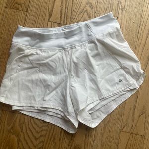 White Athletic Shorts with Built In Shorts